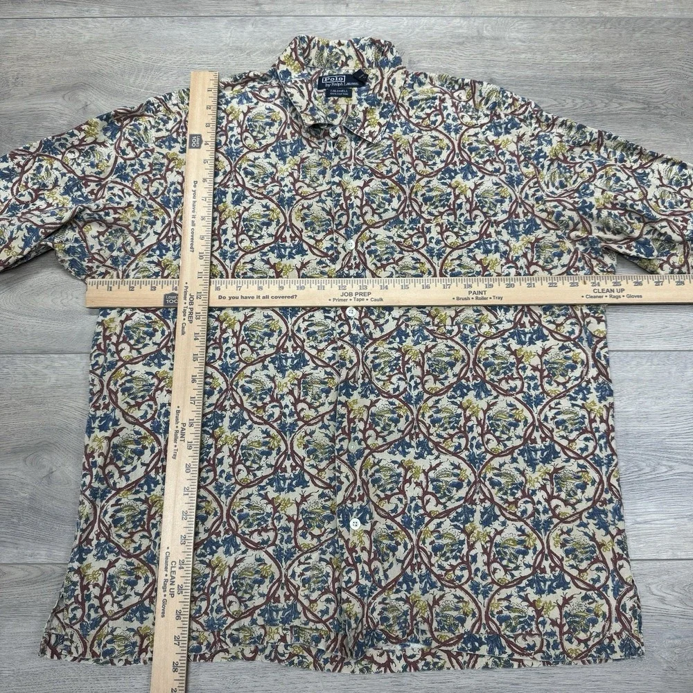 VTG Polo Ralph Lauren Caldwell Paisley Floral Shirt Men's Sz L Cotton‎